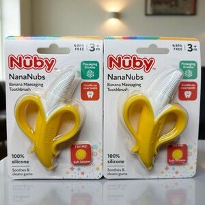 2 Pk Nuby NanaNubs‎ Banana Gum Massaging Teether Baby Teething Toy 3 Months & Up